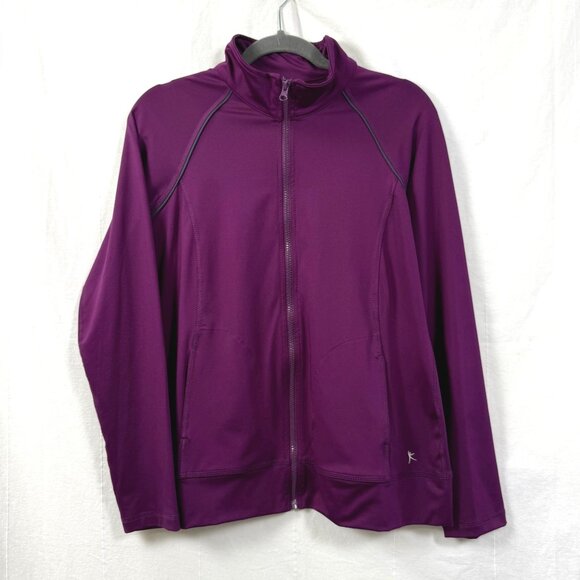 Danskin Now Track Jacket Womens Sz L Purple Semi-Fitted Full Zip Athletic Run - Picture 1 of 8